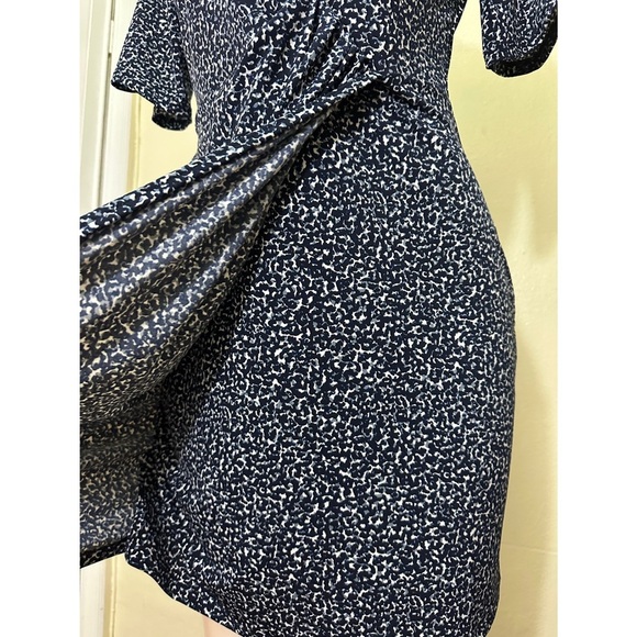 NWT Banana Republic Blue and White Asymmetrical Ruched Mini Dress - Picture 6 of 13